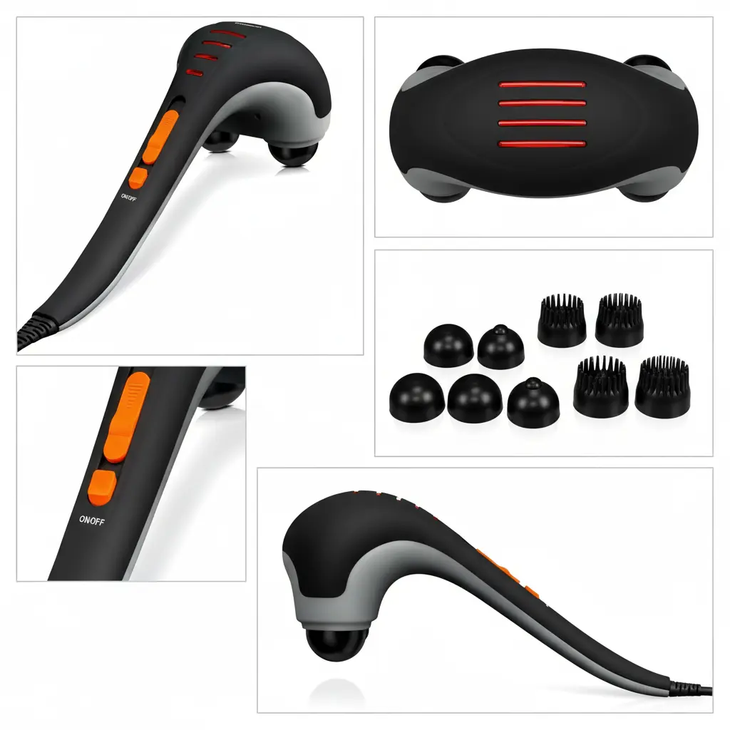 Hangsun Handheld Neck Back Massager for Pain Relief Deep Tissue Double Head Full Body Percussion Massage MG400 for Shoulder Leg Foot Muscles The Blue Coil