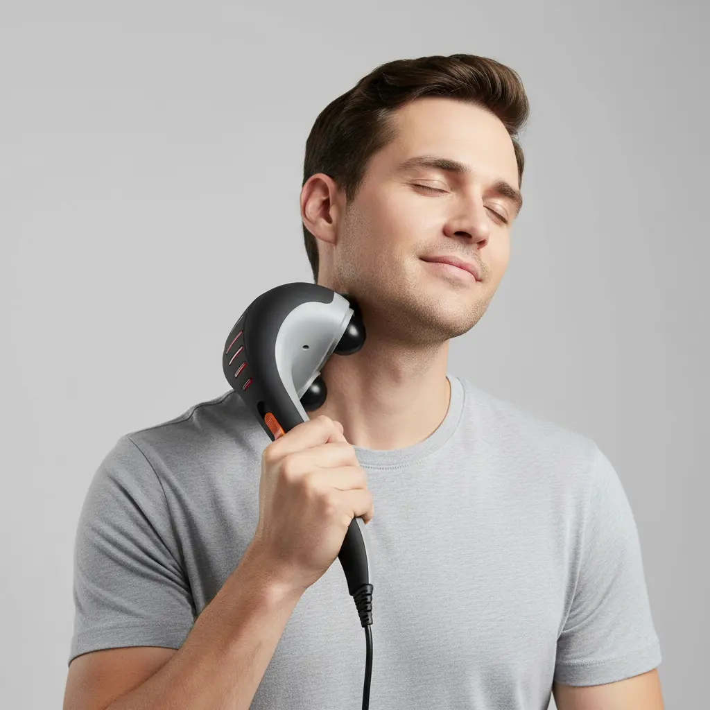 Hangsun Handheld Neck Back Massager for Pain Relief Deep Tissue Double Head Full Body Percussion Massage MG400 for Shoulder Leg Foot Muscles The Blue Coil