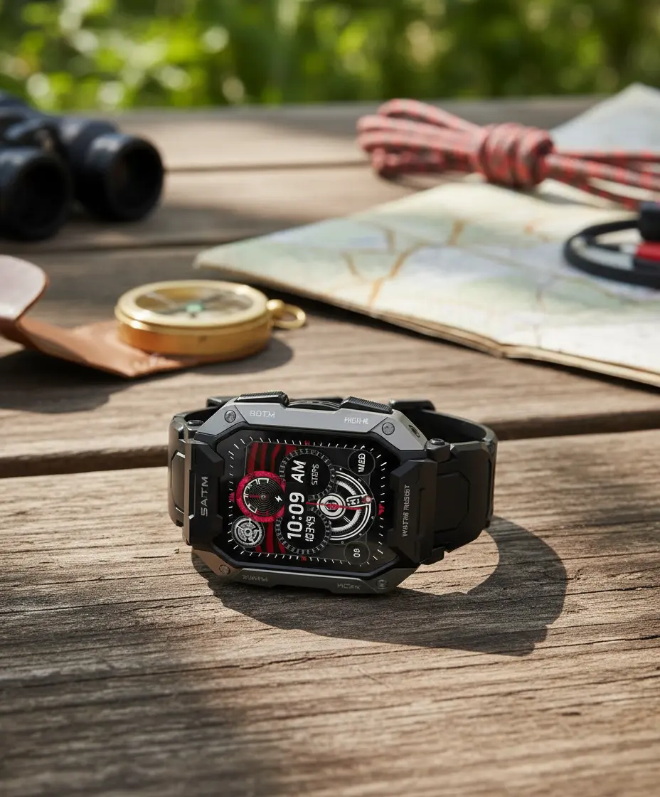 Laoziniu Military Smart Watches for Men with Blurtooth Calls 100+ Sport Modes IP68 Waterproof for Swimming Smart Fitness Watch Blood Pressure/Heart Rate Smartwatch for Android Outdoor The Blue Coil