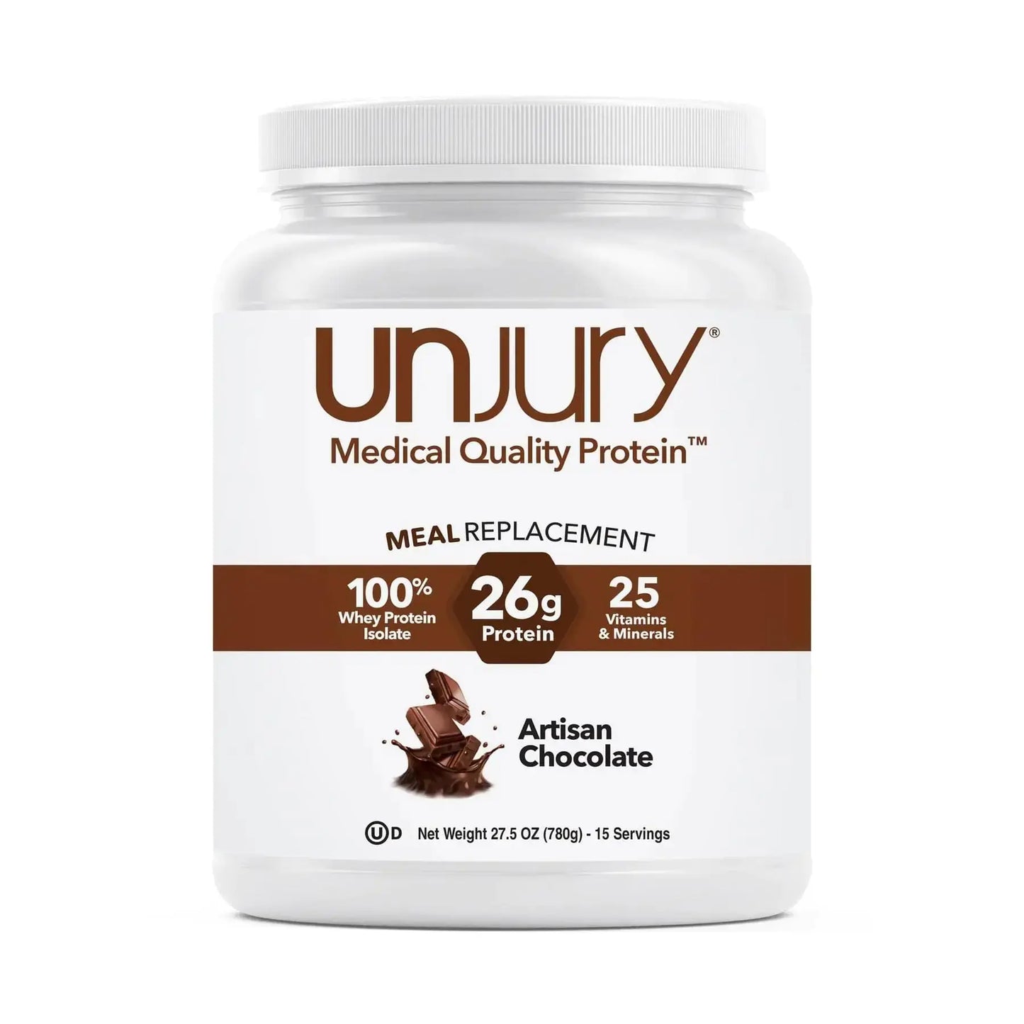 Unjury Meal Replacement Powder | Chocolate | 26g Protein | 25 Vitamins and Minerals | 100% Whey Isolate Protein Powder | Low Carb and Sugar | 15 Servings The Blue Coil