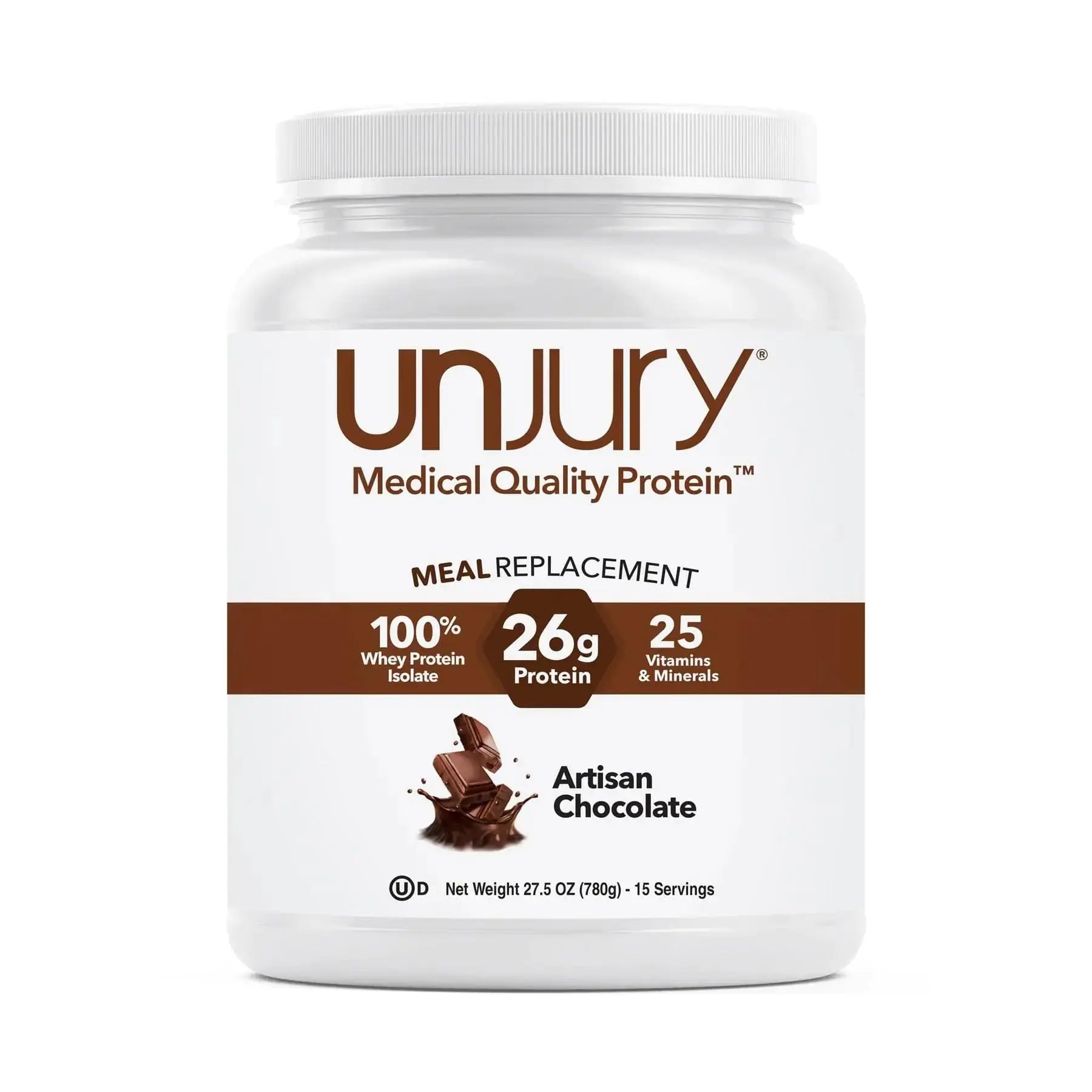 Unjury Meal Replacement Powder | Chocolate | 26g Protein | 25 Vitamins and Minerals | 100% Whey Isolate Protein Powder | Low Carb and Sugar | 15 Servings The Blue Coil