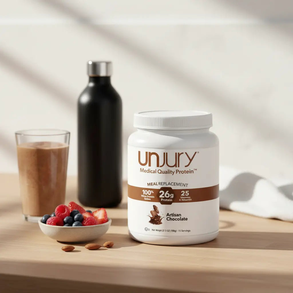 Unjury Meal Replacement Powder | Chocolate | 26g Protein | 25 Vitamins and Minerals | 100% Whey Isolate Protein Powder | Low Carb and Sugar | 15 Servings The Blue Coil