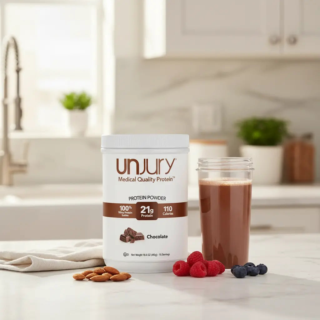 Unjury Whey Protein Powder | Chocolate Protein Powder | 21g 100% Whey Isolate Protein Powder | Low Carb and Lactose Free | Gluten Free Whey Protein Isolate | Certified Kosher | 15 Servings The Blue Coil