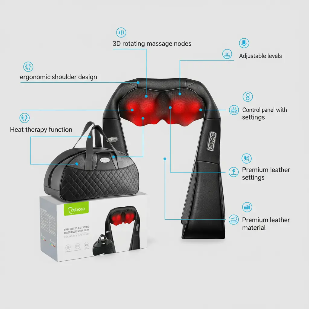 cotsoco Shiatsu Back Neck and Shoulder Massager with HeatDeep Tissue 3D Kneading Pillow Electric Full Body Massager for LegsFootBody Muscle Pain ReliefGifts for Mom Dad The Blue Coil