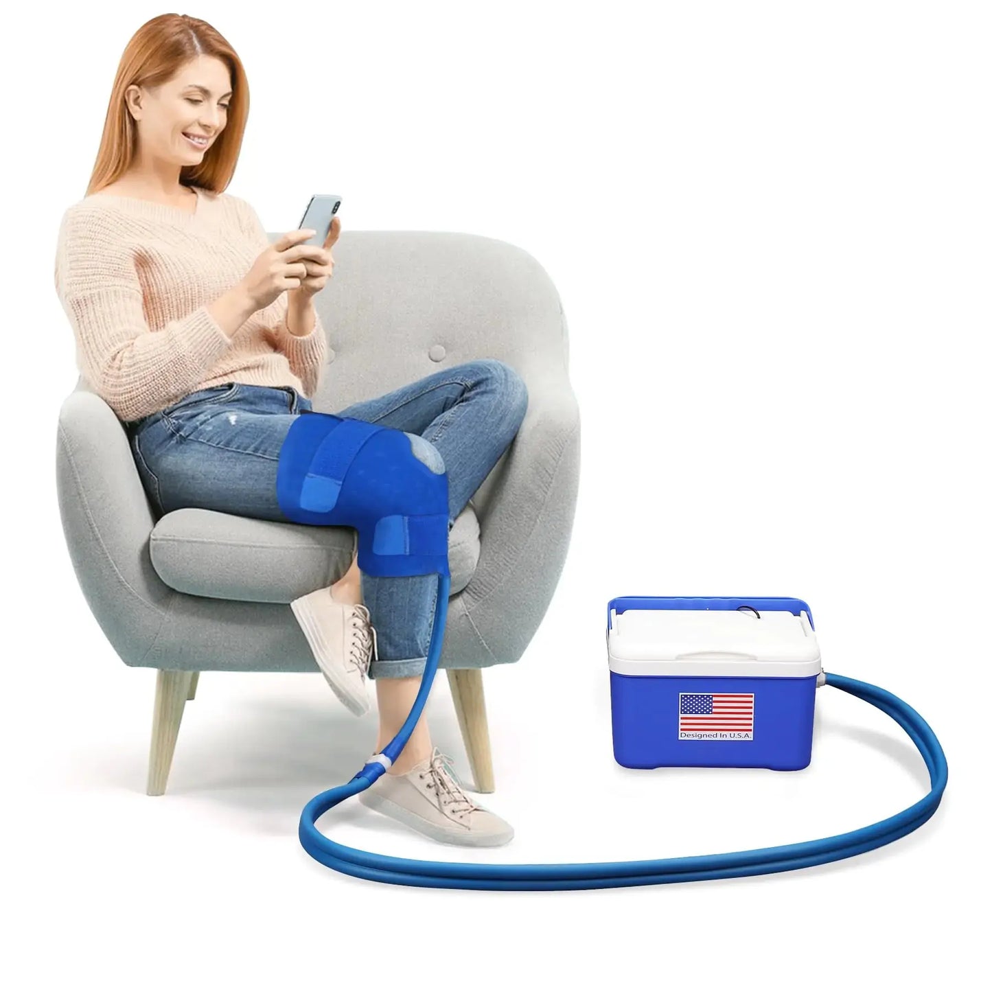 Cold Therapy Machine System with Programmable Timer Ice Machine for Knee after Surgery Recovery The Blue Coil