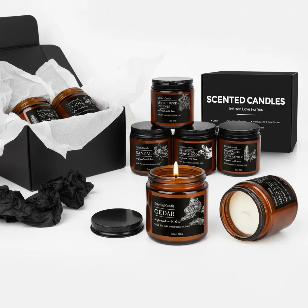 Candles for Men Women - Scented Candles Gifts for Men Women Long Lasting Candles for Home Scented Natural Soy Jar Candles Set for Boyfriend Him Dad Men Birthday Christmas Gifts The Blue Coil