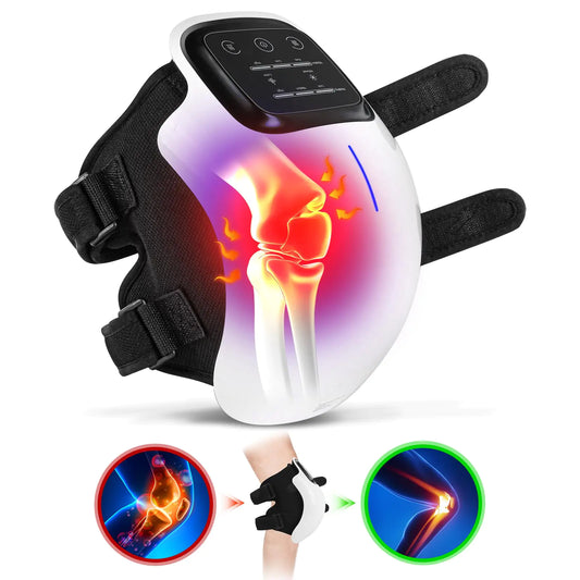 aswaysun 3-in-1 Cordless Knee Massager w/Heat Red Light & Massage for Knee Pain Infrared Heat & Vibration Portable Wireless Knee Heating Pad w/LED Screen for Family and Friends