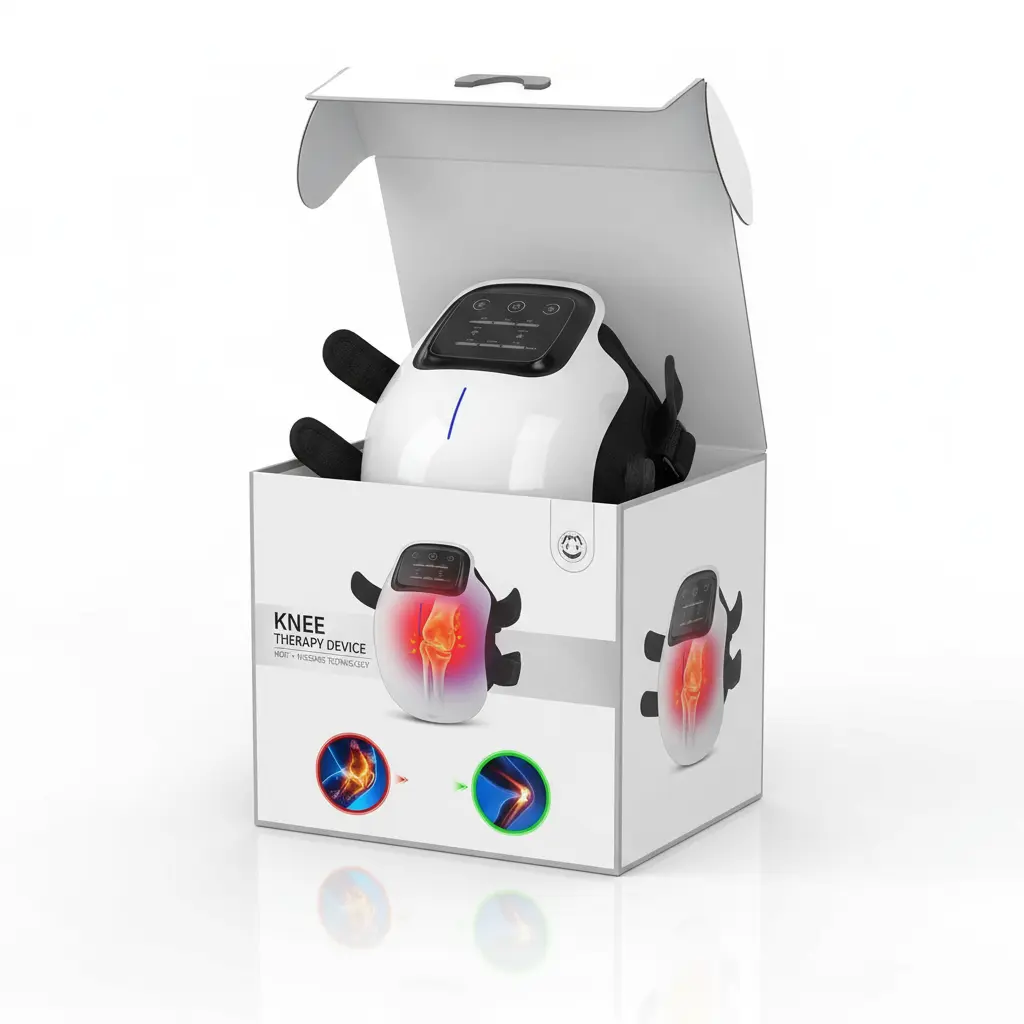 aswaysun 3-in-1 Cordless Knee Massager w/Heat Red Light & Massage for Knee Pain Infrared Heat & Vibration Portable Wireless Knee Heating Pad w/LED Screen for Family and Friends The Blue Coil