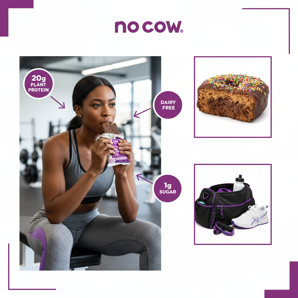 No Cow High Protein Bars Chocolate Sprinkled Donut - Healthy Snacks 20g Vegan Protein High Fiber Low Sugar Keto Friendly Dairy & Gluten Free (12 Count)