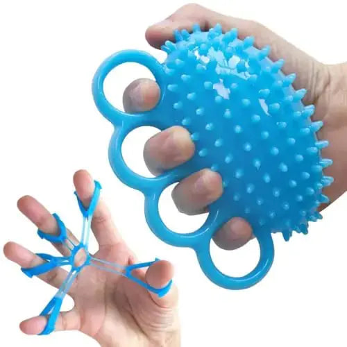 Finger Exerciser Ball Hand Physical Therapy Exercise Balls Finger and Wrist Grip Strength Trainer for Extension Exerciser Stroke Recovery Hand Therapy Squeeze Stress Relief Arthritis The Blue Coil