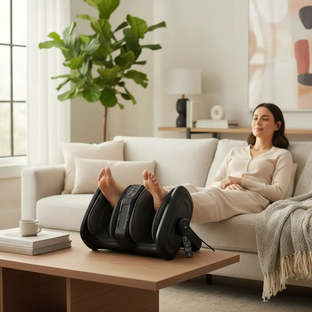 COMFIER Shiatsu Foot Massager Machine Foot Calf Massager with Heat Squeeze & Vibration Massage Remote Control UP to Men Size 14 The Blue Coil