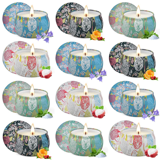 Scented Candles Gift Set 12 Pack Aromatherapy Candles 300 Hours Lasting Natural Soy Candles Candles for Home Scented Candles Gfits for Women Ideal for Birthdays Valentines Day Mothers Day
