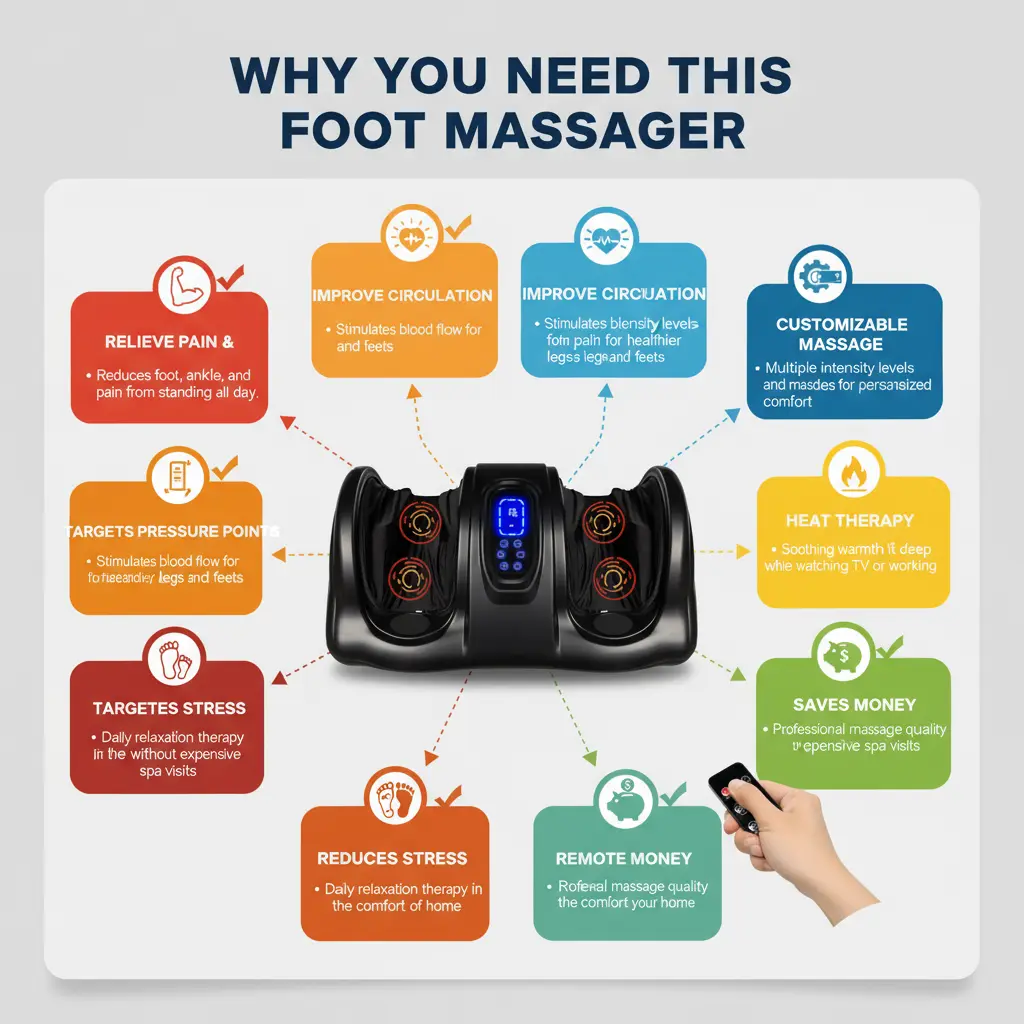 Best Choice Products Foot Massager Machine Shiatsu Foot Massager Therapeutic Reflexology Kneading and Rolling for Feet Ankle High Intensity Rollers Remote Control LCD Screen - Black The Blue Coil