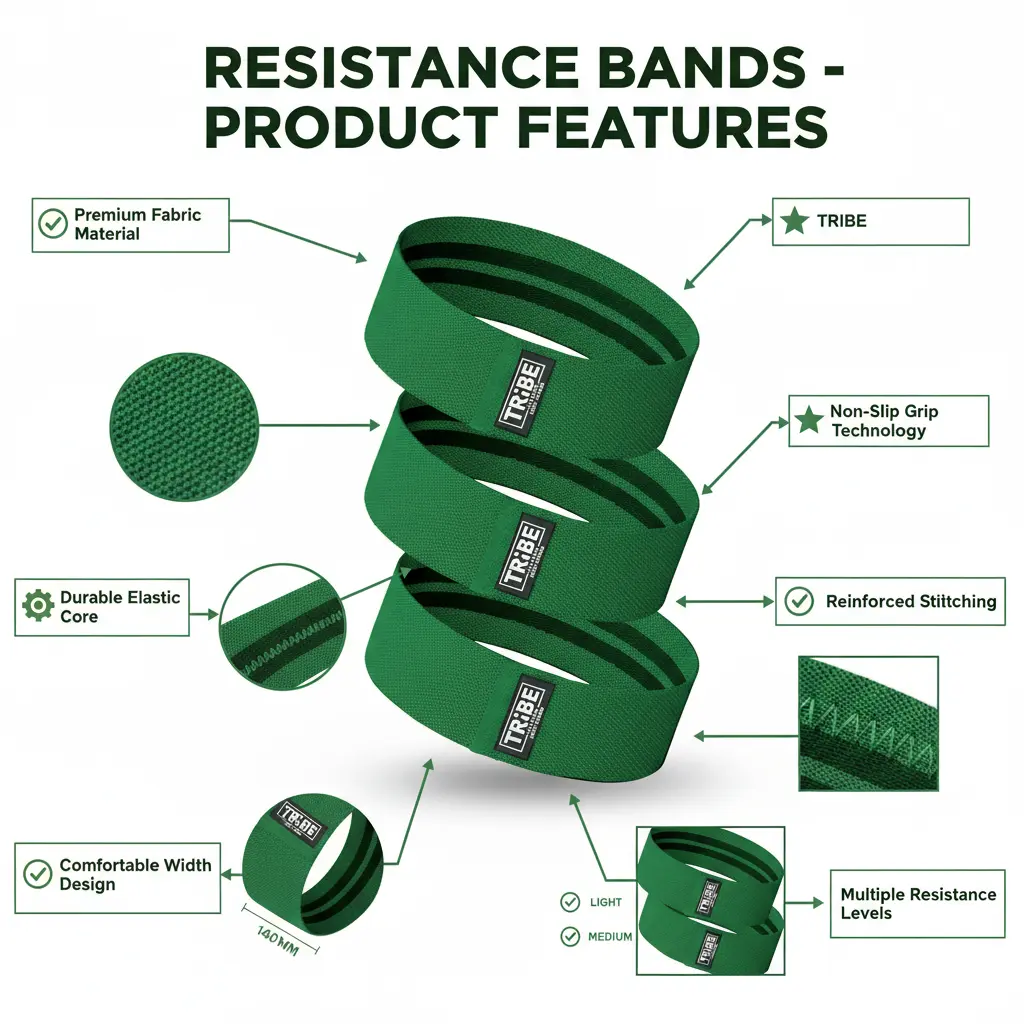 Fabric Resistance Bands for Legs - Workout Bands Resistance Bands for Men and Women - Booty Bands for Working Out - Exercise Bands Resistance Bands Set - Elastic Bands for Exercise (Green) The Blue Coil