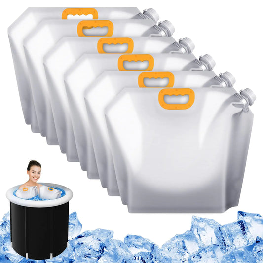 Hiitytin 6 Pcs Ice Bath Bags Reusable 10L Cold Plunge Ice Bags Portable Bathtub Freezer Water Bags Ice Bath Water Chiller Cold Plunge Tub Accessories Ice Barrel Cold Therapy