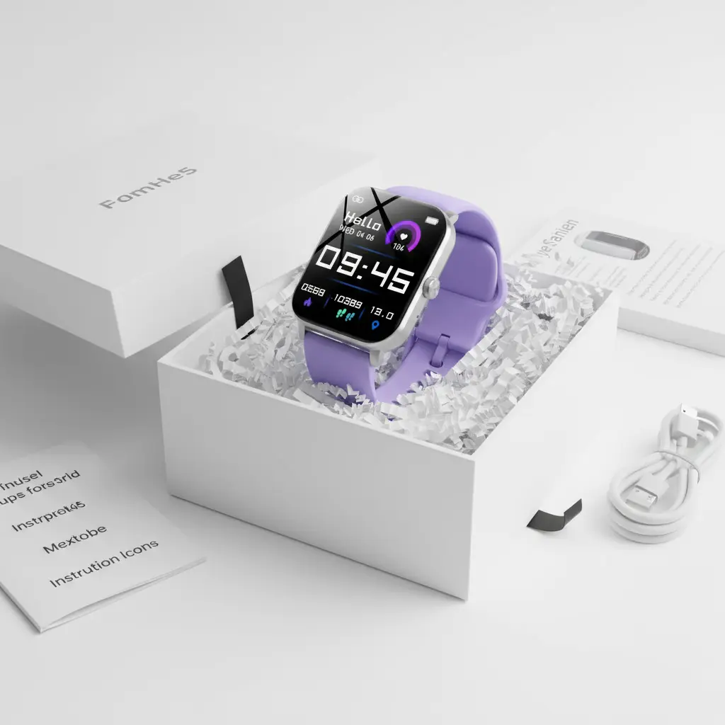 Smart Watch 1.85" Smartwatch for Men Women (Answer/Make Call) IP68 Waterproof Fitness Tracker 120+ Sport Modes Heart Rate Sleep Monitor Pedometer Activity Tracker for Android iOS (Purple) The Blue Coil