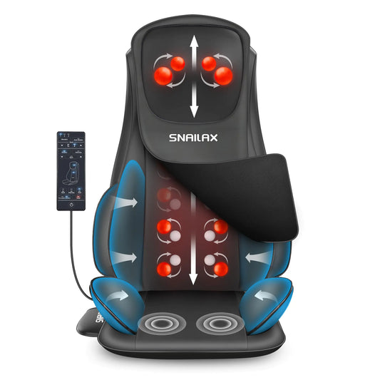 Snailax Shiatsu Neck and Back Massager with Heat Chair Massager with Compression Full Body Massage Chair Pad Seat Massager Gifts