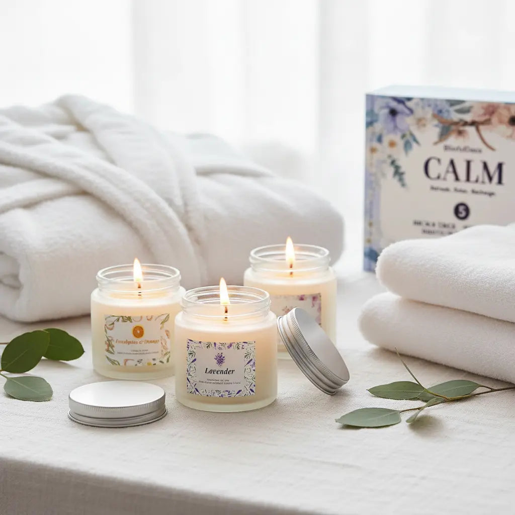 BlissfulOasis Scented Candles Long-Lasting Candles for Home Scented 5 Pack The Blue Coil