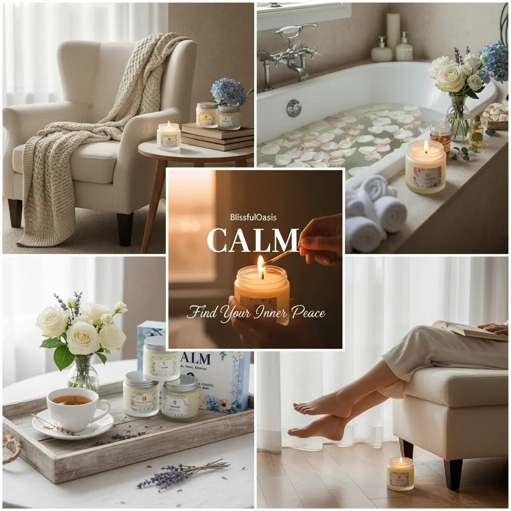 BlissfulOasis Scented Candles Long-Lasting Candles for Home Scented 5 Pack The Blue Coil