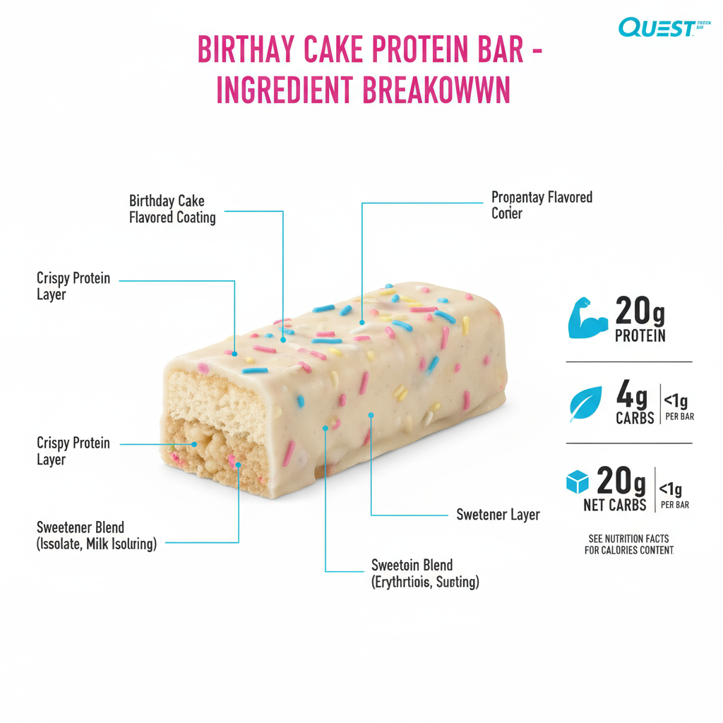Quest Nutrition Birthday Cake Protein Bars High Protein Low Carb Gluten Free Keto Friendly 12 Count