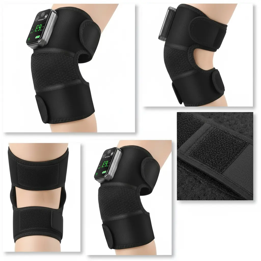 Cordless Knee Massager with Heat and Vibration Knee Heating Pad for Knee Heated Knee Brace Heated Knee Massager Heated Knee Wrap Electric Knee Massage Black 1 Pack The Blue Coil