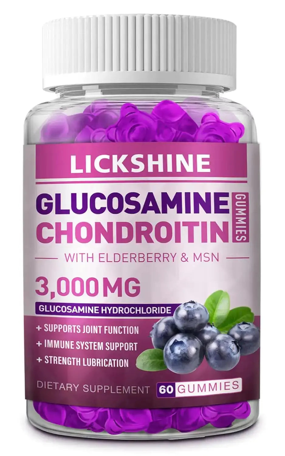 Glucosamine Chondroitin Gummies with MSM & Elderberry - Extra Strength Joint Health Flexibility Antioxidant Immune Support Supplement Gummy for Adults Men & Women (1 Pack) The Blue Coil