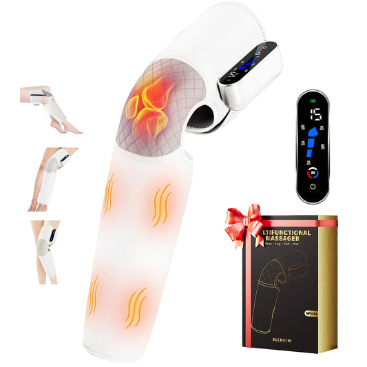 SUMELL Cordless Leg Massager for Circulation and Pain Relief FSA HSA Eligible Knee Massager with Heat and Compression Adjustable All-in-1 for Knee Thigh Calf Massager (White | Single)