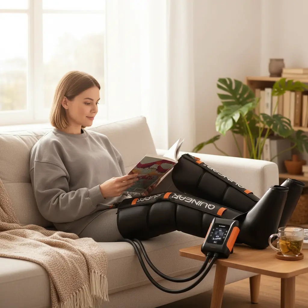 QUINEAR Professional Leg Recovery System Cordless Air Compression Boots The Blue Coil