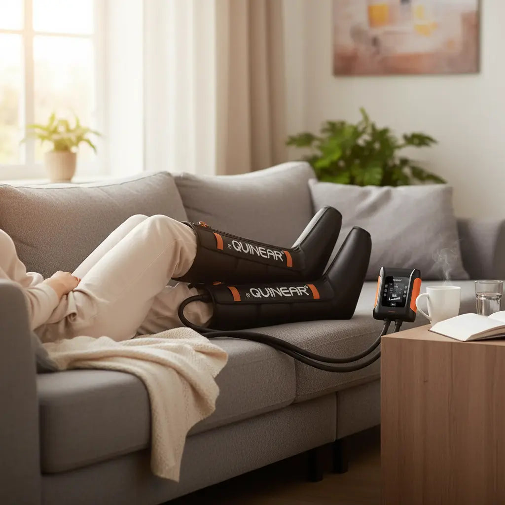 QUINEAR Professional Leg Recovery System Cordless Air Compression Boots The Blue Coil