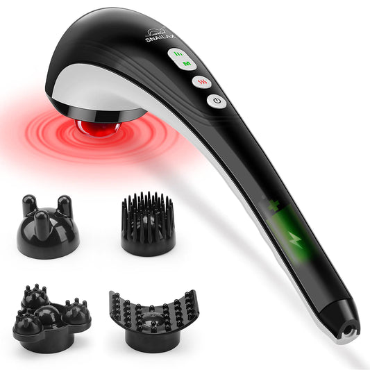 Snailax Cordless Handheld Back Massager - Rechargeable Percussion Massage with Heat FSA HSA Eligible Deep Tissue Massager for Neck Shoulder Waist Leg Foot Back Portable Wand Massager for Full Body