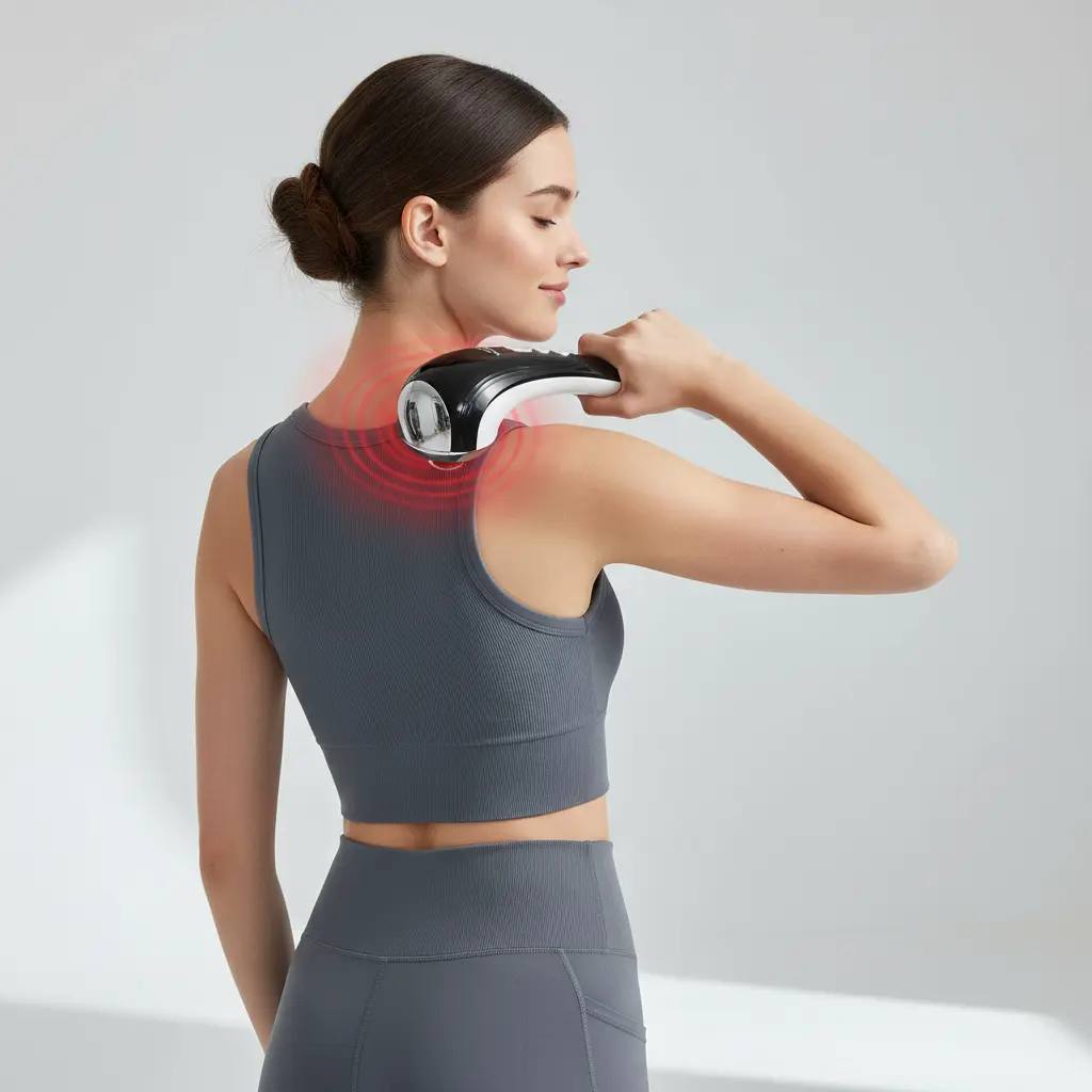 Snailax Cordless Handheld Back Massager - Rechargeable Percussion Massage with Heat FSA HSA Eligible Deep Tissue Massager for Neck Shoulder Waist Leg Foot Back Portable Wand Massager for Full Body The Blue Coil