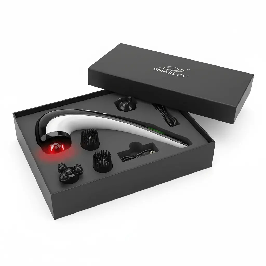 Snailax Cordless Handheld Back Massager - Rechargeable Percussion Massage with Heat FSA HSA Eligible Deep Tissue Massager for Neck Shoulder Waist Leg Foot Back Portable Wand Massager for Full Body The Blue Coil