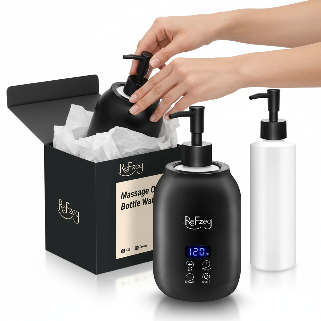 Botella calentadora de aceite de masaje, loción eléctrica profesional, calentador digital para spa, calentador de aceite portátil, crema calentada para salón de belleza, hogar, con pantalla conmutable de ℃/℉, dos botellas dispensadoras de aceite.