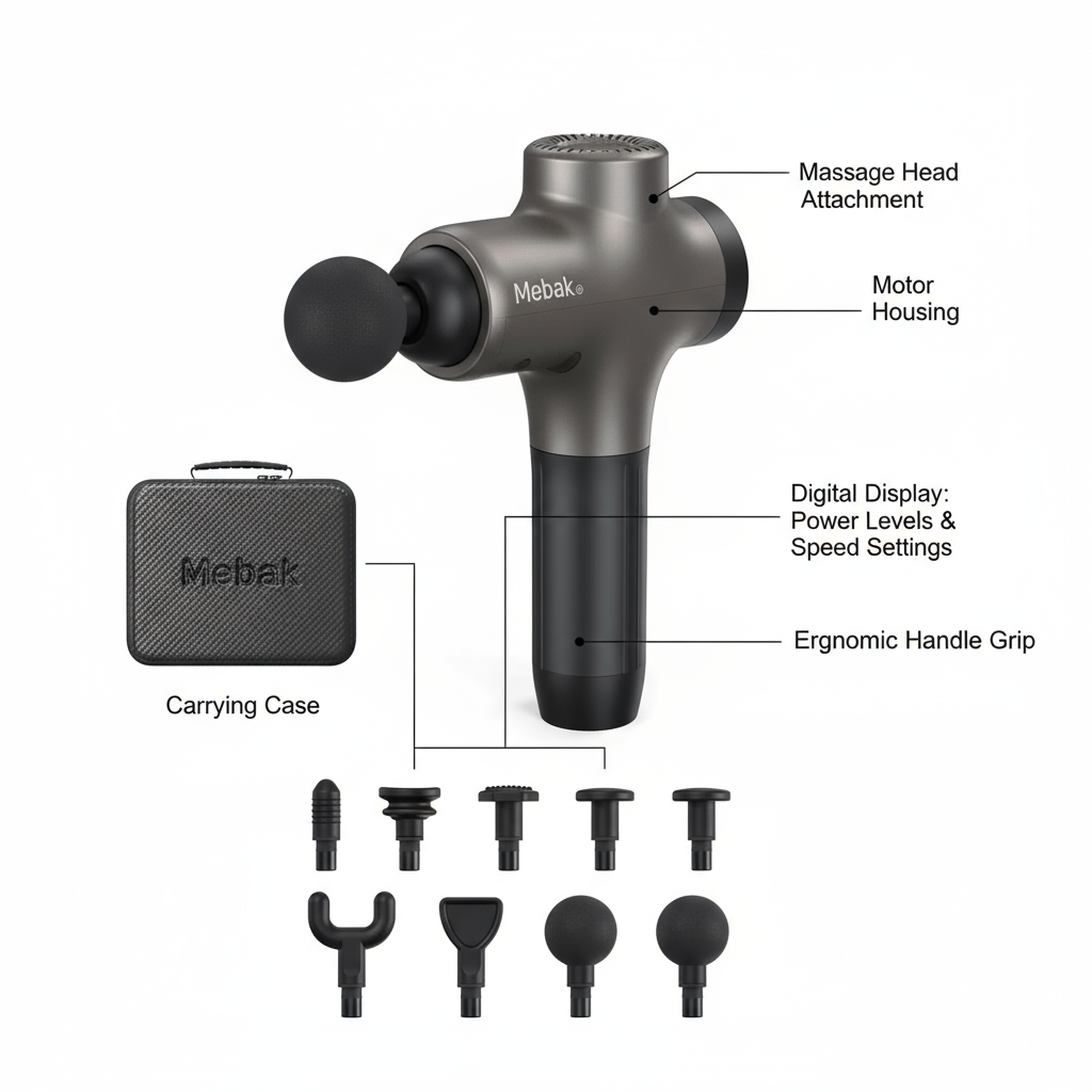 Mebak 3 Massage Gun Massage Gun Deep Tissue for Athletes Professional Muscle Percussion Massage Gun Massager Gun for Shoulder Leg Back Body Pain Relief Quiet Portable Sport Massager Gifts for Him