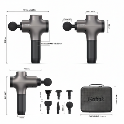 Mebak 3 Massage Gun Massage Gun Deep Tissue for Athletes Professional Muscle Percussion Massage Gun Massager Gun for Shoulder Leg Back Body Pain Relief Quiet Portable Sport Massager Gifts for Him