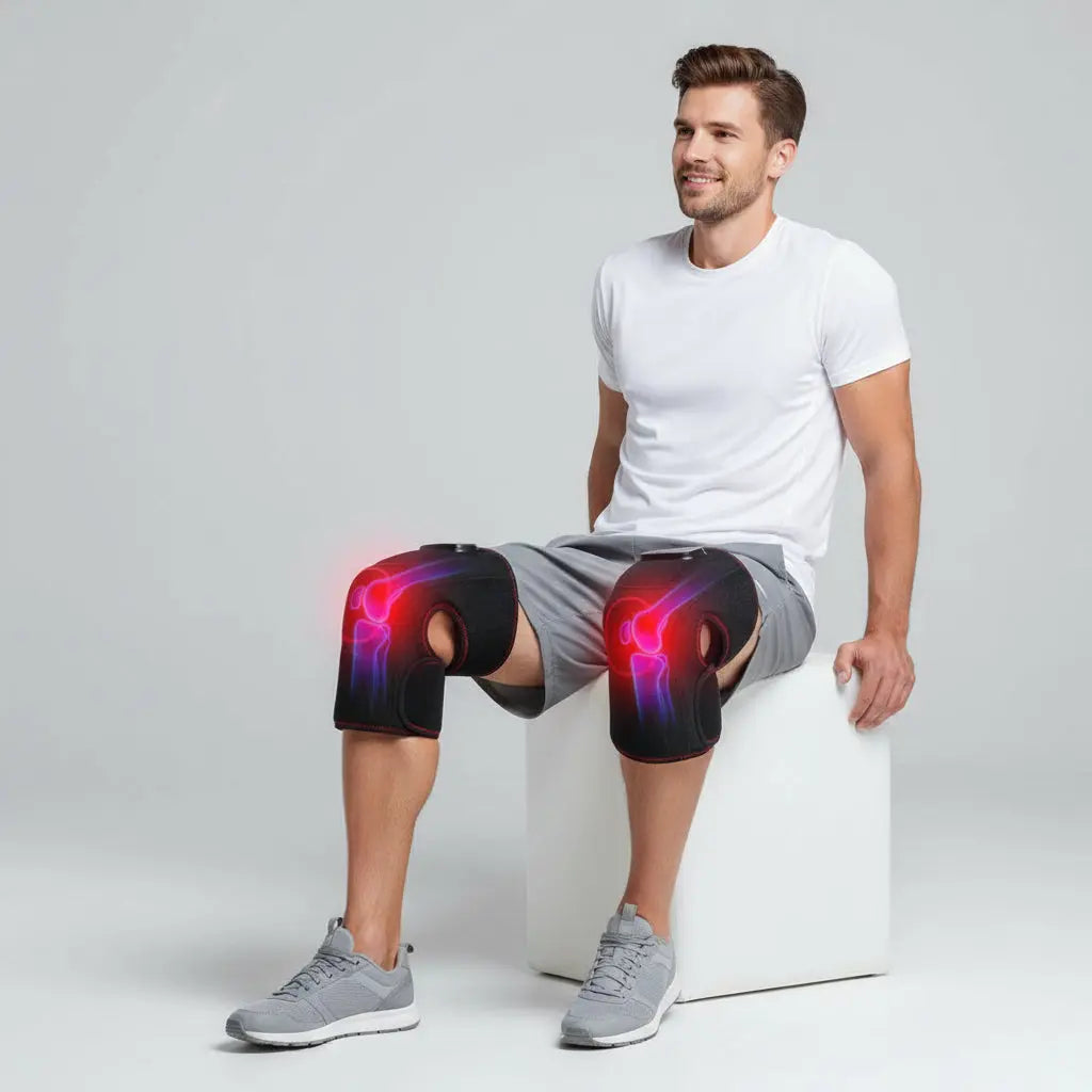 QUINEAR Knee Massager with Heat Air Compression Leg Knee Brace Wrap for Arthritis Pain Relief Eletric Heating for Joint Pain Cramps and Circulation 3 Modes & 3 Intensities - FSA or HSA Eligible The Blue Coil