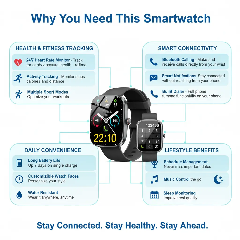 Kuizil Smart Watch 1.91" Smartwatch for Men Women (Answer/Make Call) Fitness Tracker with 100+ Sport Modes IP68 Waterproof Heart Rate/Sleep Monitor Pedometer Activity Tracker for Android iOS The Blue Coil