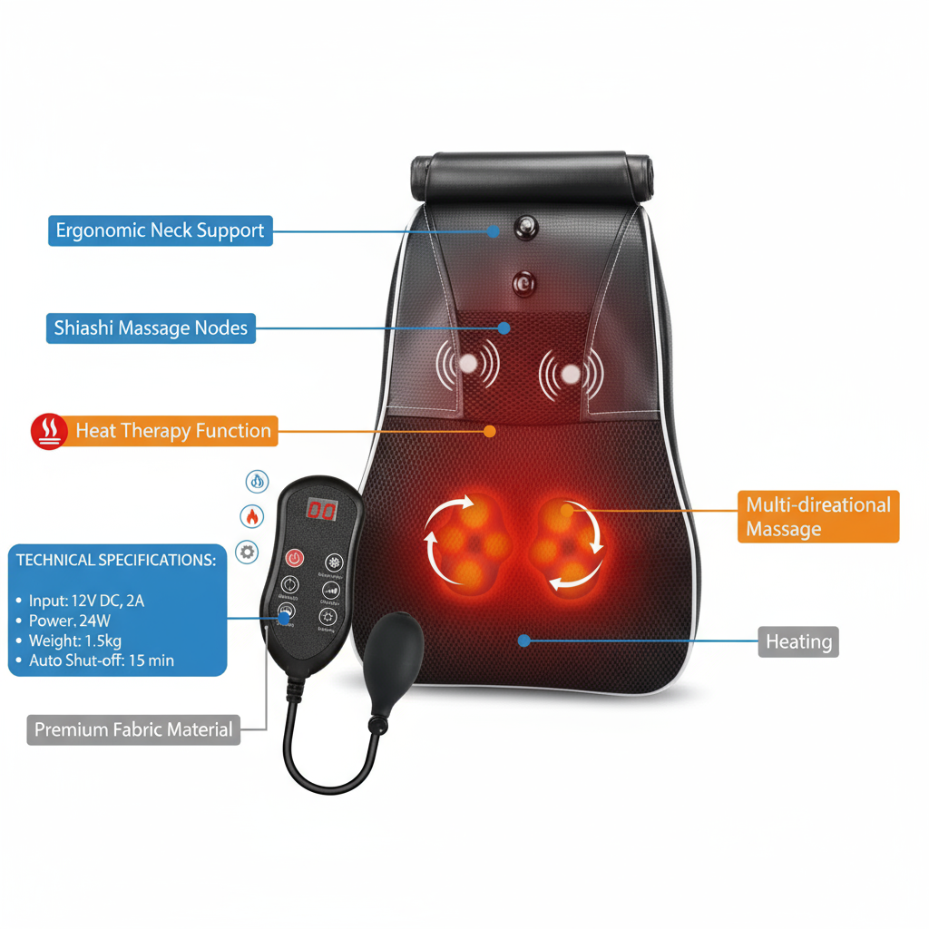 Masajeador Shiatsu de Cuello y Espalda hlthsky con Calor. Masajeador de Cuello para Aliviar el Dolor de Tejido Profundo. Almohada de Masaje de Amasamiento 3D para Espalda, Cuello, Hombros y Piernas. Regalos para Mamá y Papá.