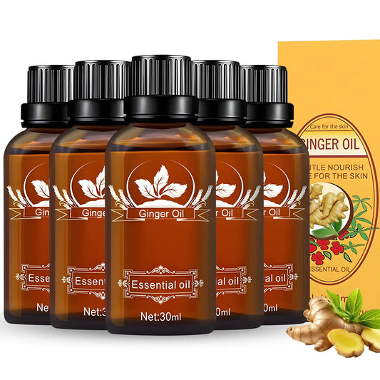 5 Pack Ginger Oil for Lymphatic Drainage Ginger Massage Oil Ginger Massage Oil Essential SPA Ginger Essential Oils Suitable for Body Massage