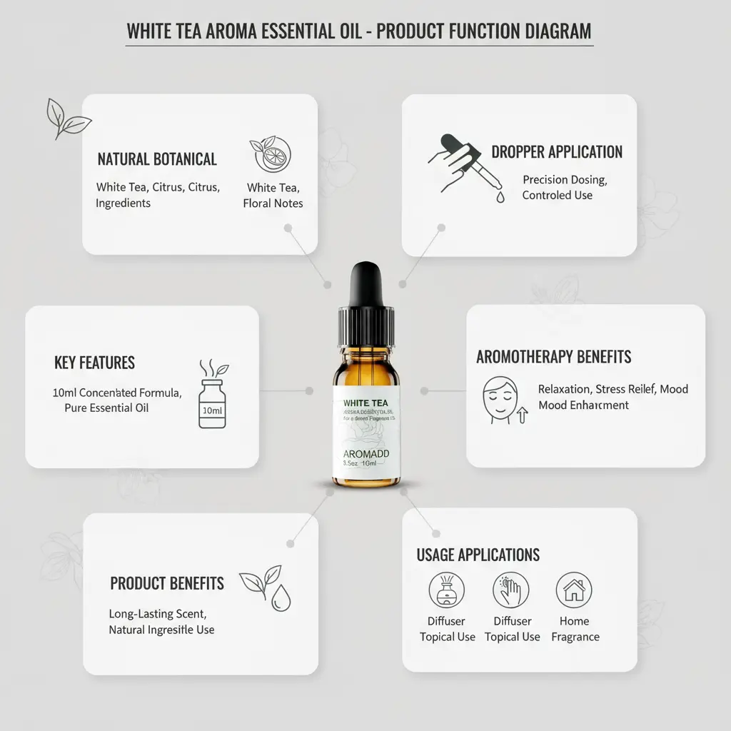 Aromadd White Tea Aroma Essential Oil Blend Aromatherapy Diffuser Oil for Diffusers for HomeAromatherapy Oils - 0.3 fl oz 10 ml The Blue Coil