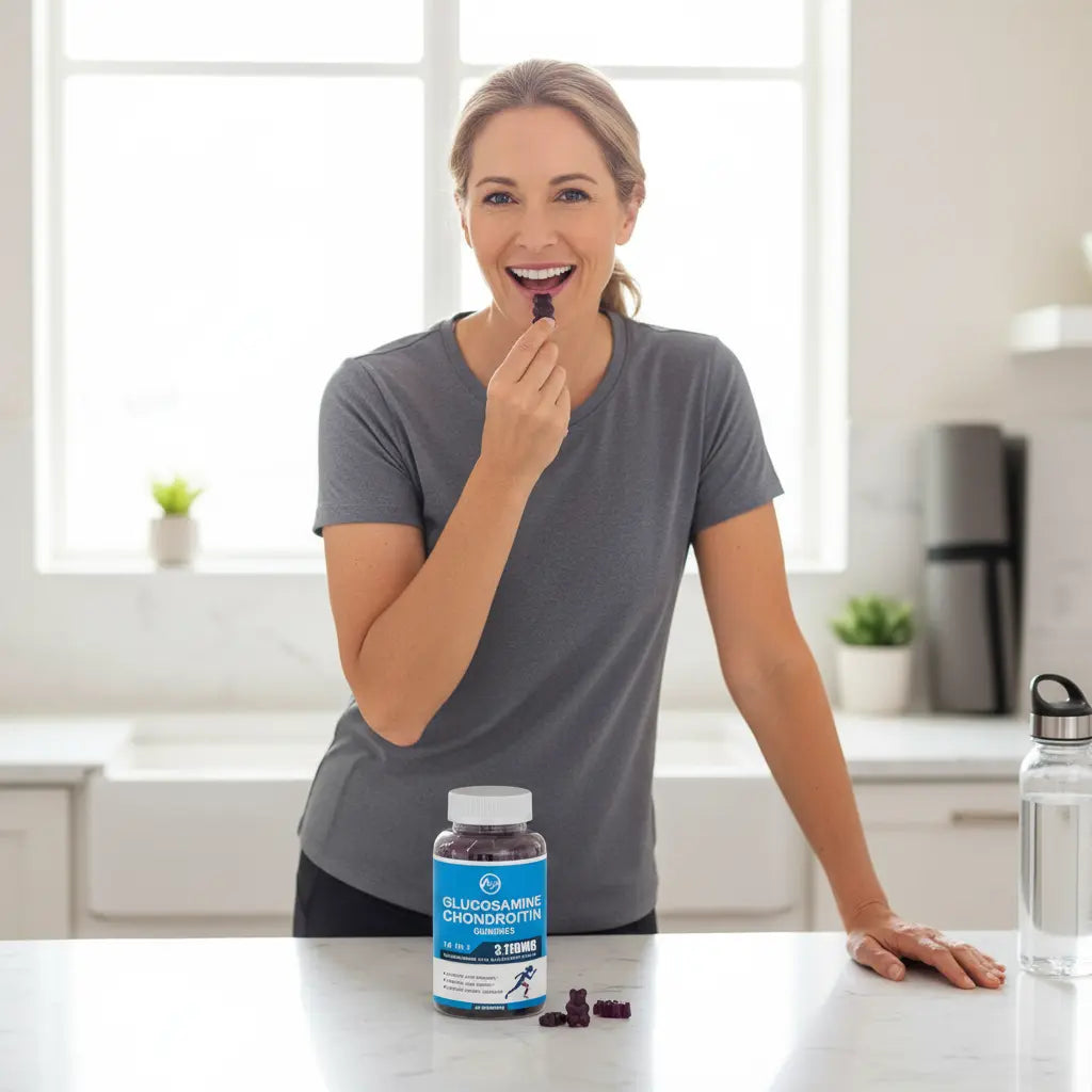 Glucosamine Chondroitin Gummies 1500mg Glucosamine & 1000mg MSM per Serving Joint Support Supplement for Adults Elderberry Flavor 90 Servings(Pack of 2) The Blue Coil