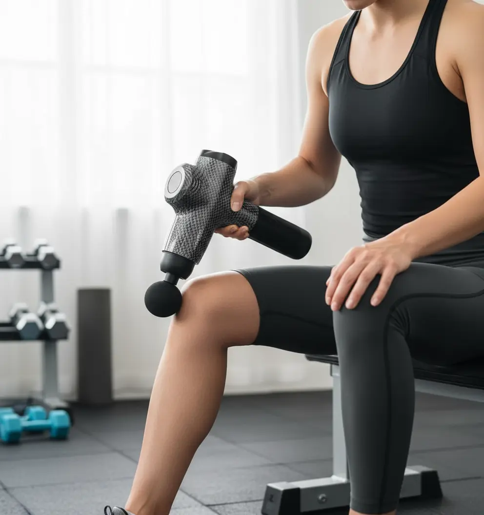 TOLOCO Massage Gun Muscle Massage Gun Deep Tissue Percussion Massage Gun with 12 Replacement Heads Super Quiet Portable Electric Massager for Athletes Treatment Relax Carbon The Blue Coil