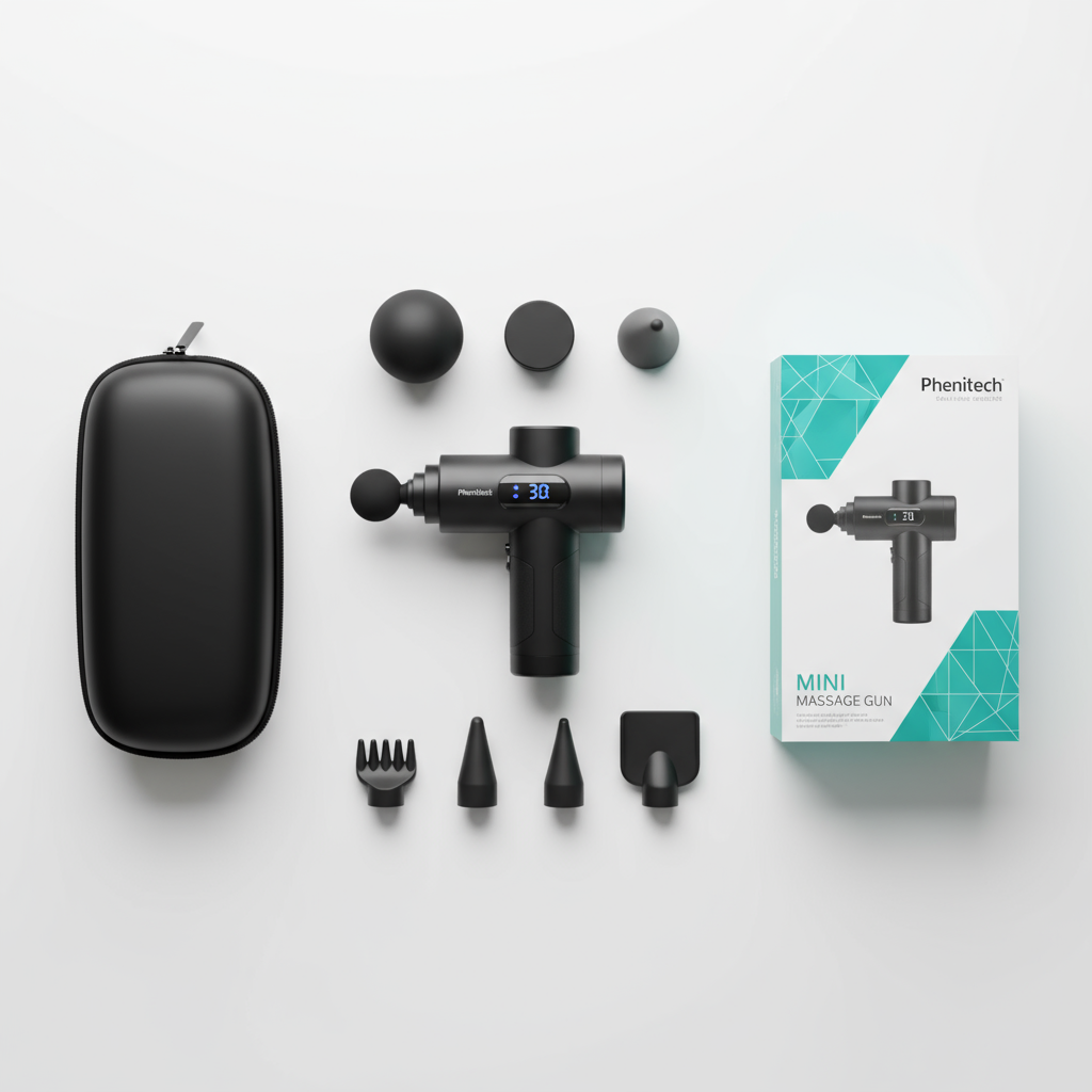 Mini Massage Gun - Massage Gun Deep Tissue Percussion Muscle Massager Gun For Athletes Muscle Massage Gun For Back Pain Relief With 8 Heads 30 Speeds Hand Held Massager with LCD Touch Screen & Case