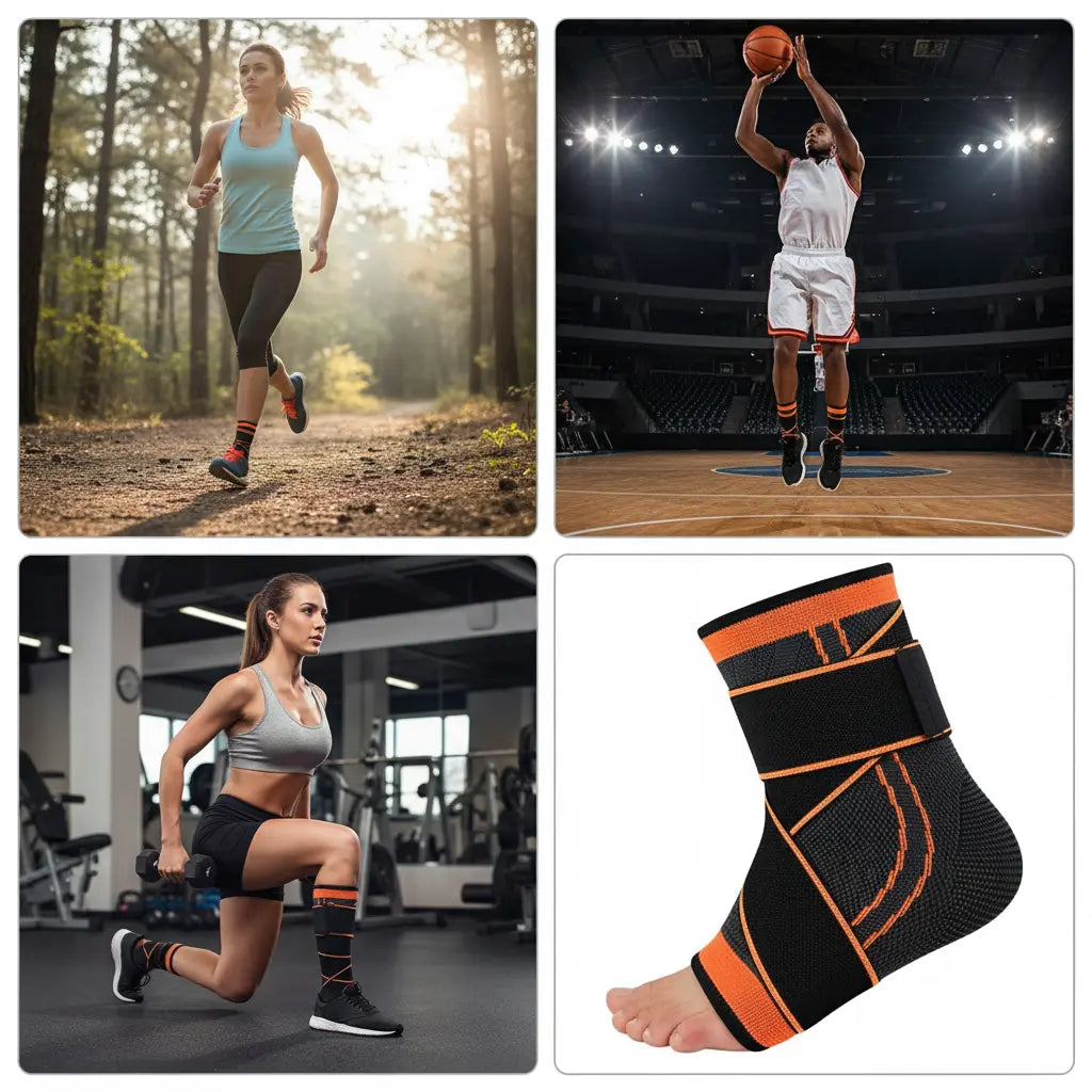 Ankle Braces for Men & Women 2 pcs Ankle Compression Sleeve Plantar Fasciitis Brace Plantar Fasciitis Relief Arch Support Socks Ankle Sleeve Ankle Brace for Sprained Ankle (Orange Medium) The Blue Coil