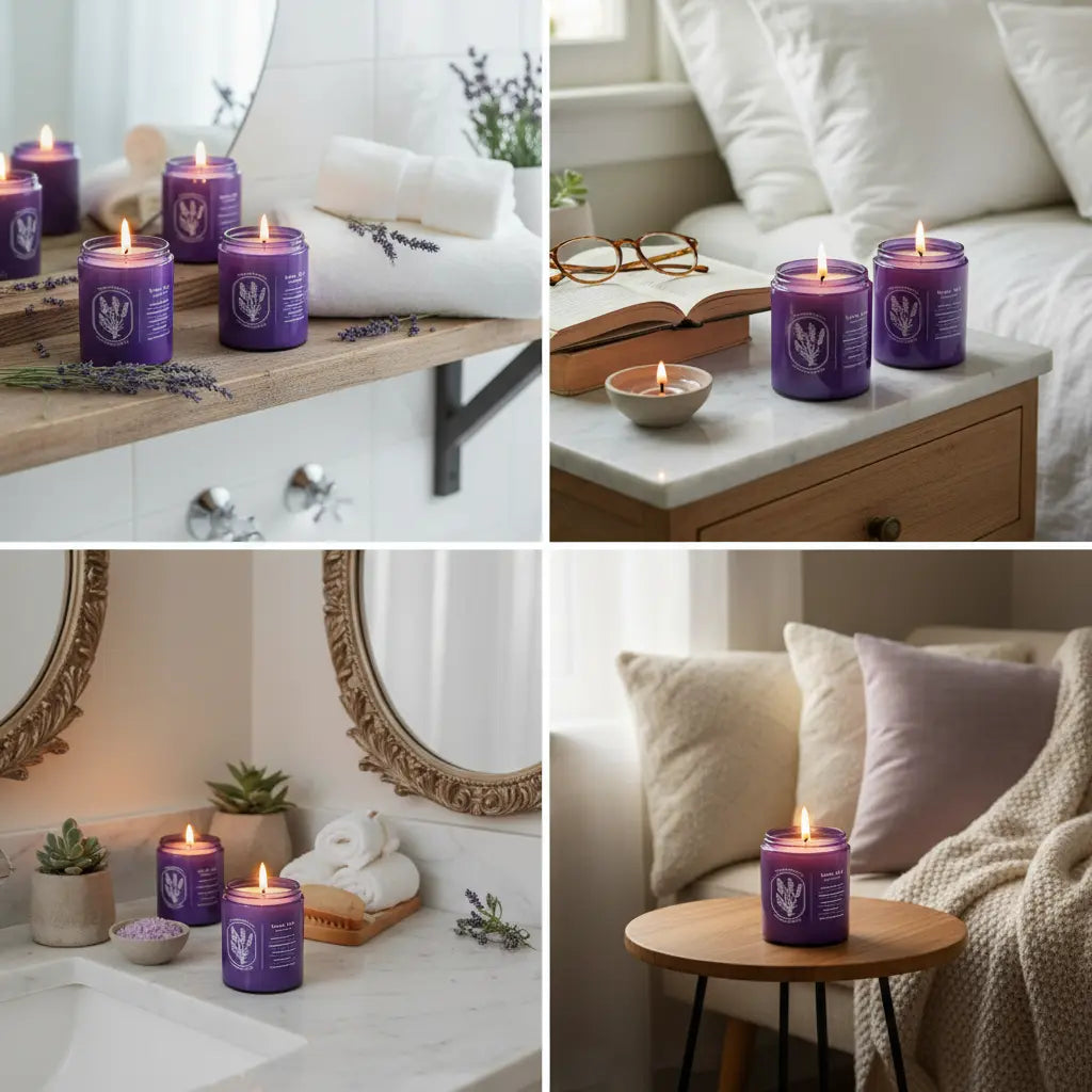 WarmEmbrace Lavender Candles for Home Scented 30.4 oz Aromatherapy Candle Purple Jar Candles Natural Candles for Women 160 Hour Long-Lasting Burn Scented Candles for Birthday - 4 Pack The Blue Coil