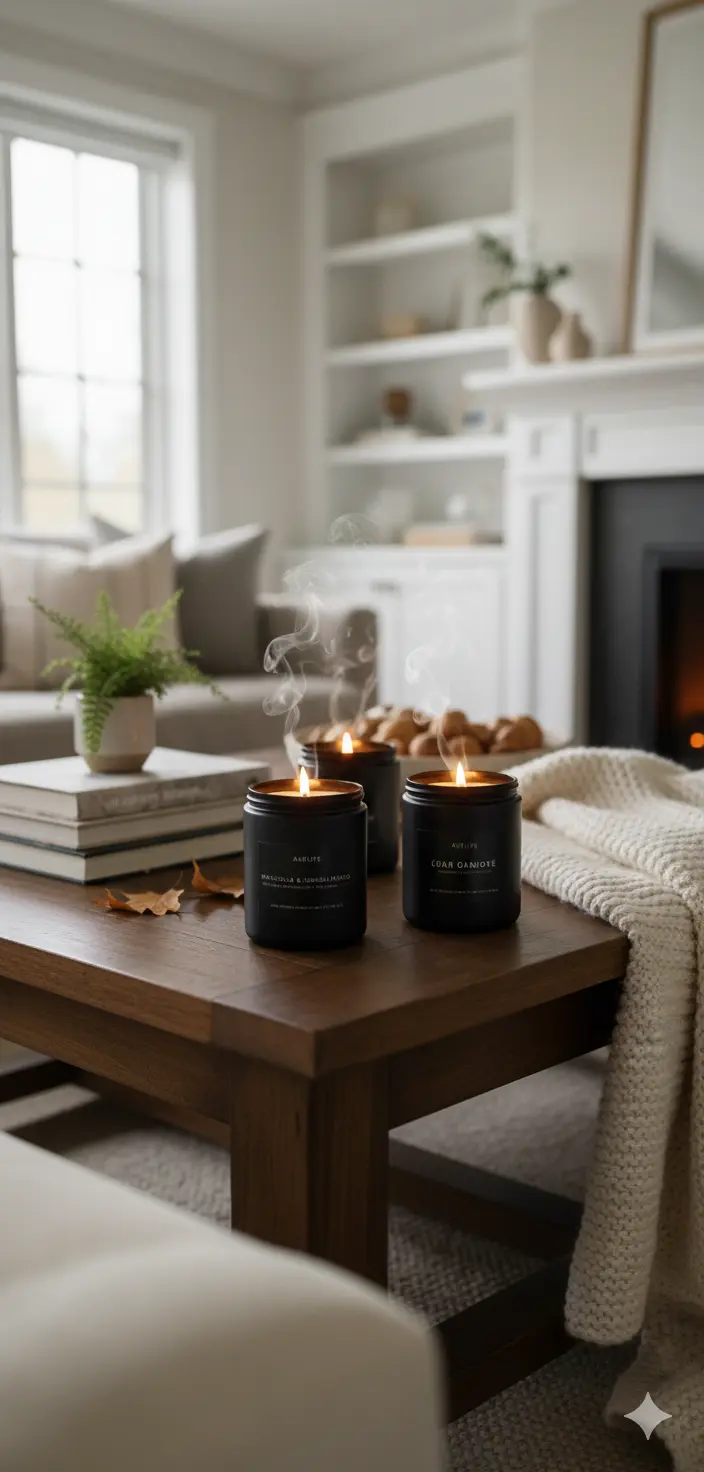 Scented Candles Set | Candle Gifts for Men - Soy Candles for Home Scented Masculine Candle - 4 Pack Aromatherapy Candle Scents of Vintage Oak/Magnolia & Sandalwood/Cedar Oakmoss/Pine & Clove The Blue Coil