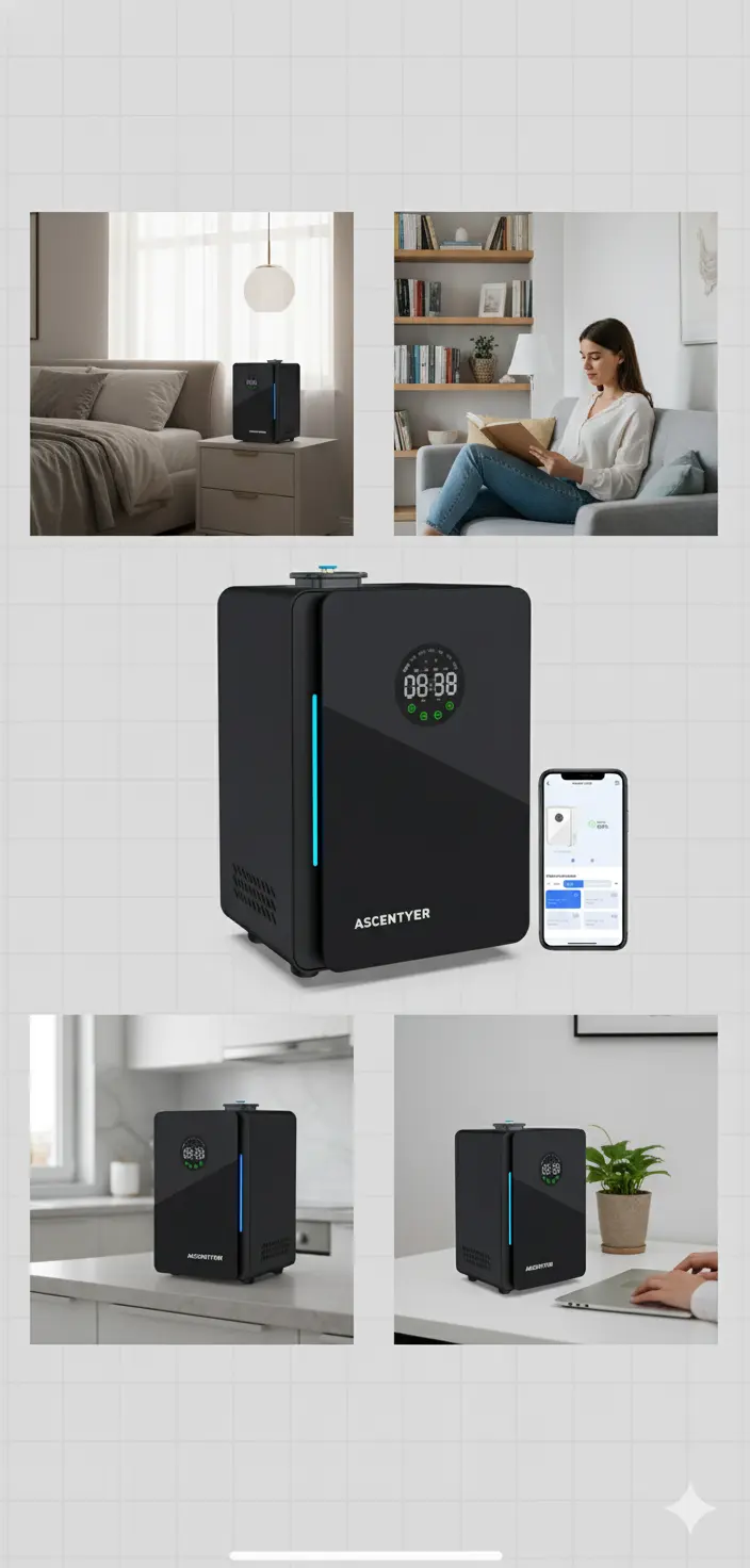 HVAC Scent Diffuser with Cold Air TechnologyScent Air Machine for HomeHotel Collection Diffuser MachineWaterless Aromatherapy Diffuser Coverage 3000 Sq. FtCommercial Diffuser for Large Room -Black The Blue Coil