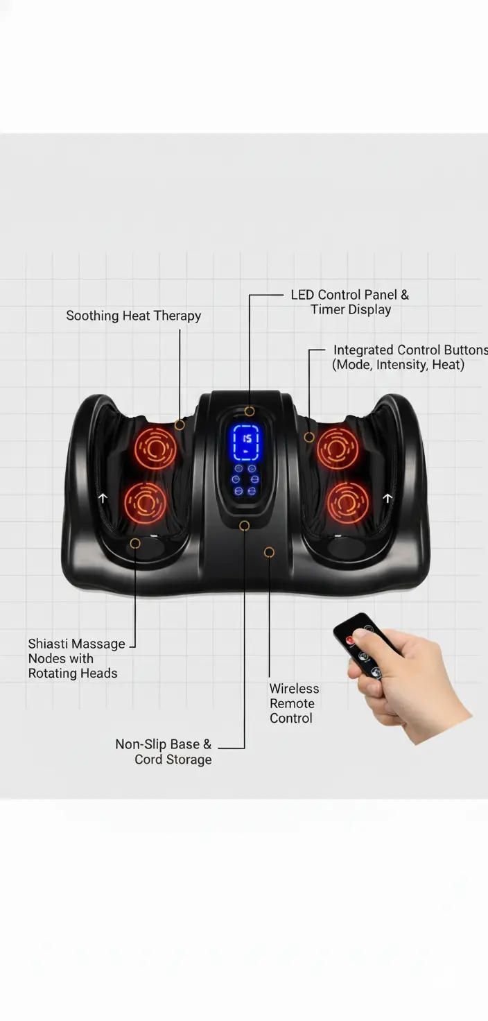 Best Choice Products Foot Massager Machine Shiatsu Foot Massager Therapeutic Reflexology Kneading and Rolling for Feet Ankle High Intensity Rollers Remote Control LCD Screen - Black The Blue Coil