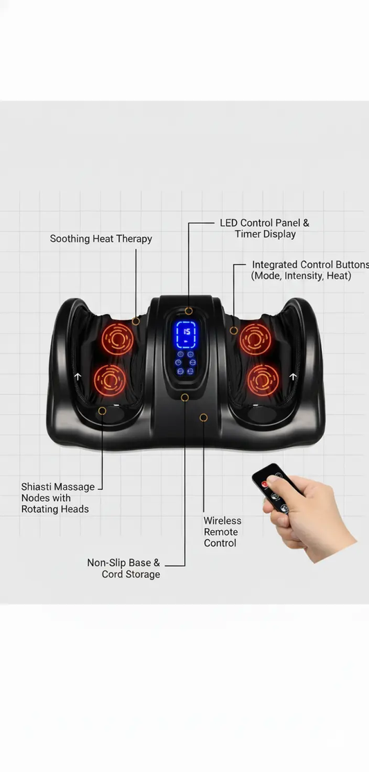 Best Choice Products Foot Massager Machine Shiatsu Foot Massager Therapeutic Reflexology Kneading and Rolling for Feet Ankle High Intensity Rollers Remote Control LCD Screen - Black The Blue Coil