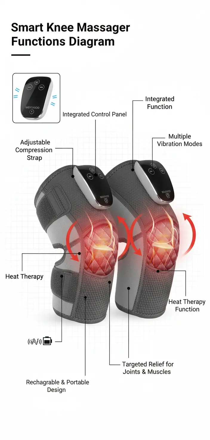 COMFIER Cordless Knee Massager with Heat 3-in-1 Knee Heating Pad for Knee Pain Vibration Knee Brace Wrap for Arthritis Knee Warmer Gifts for Mom Dad (2 Pack) The Blue Coil